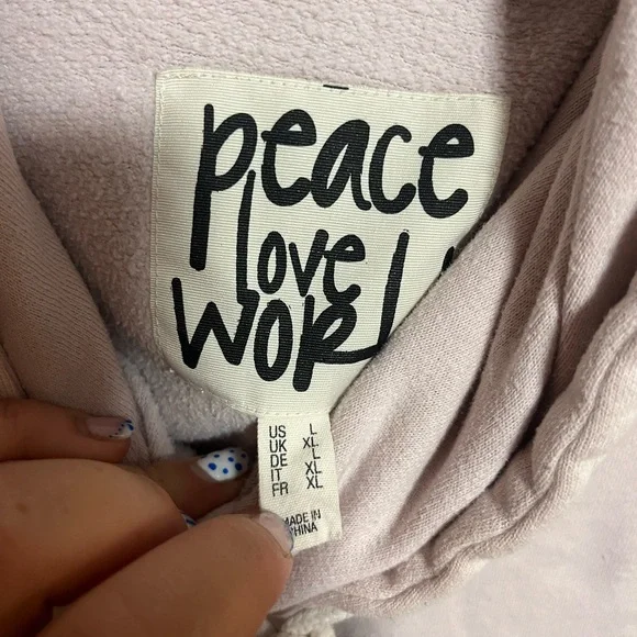 Peace Love World Light Pink Hoodie - Picture 2 of 6